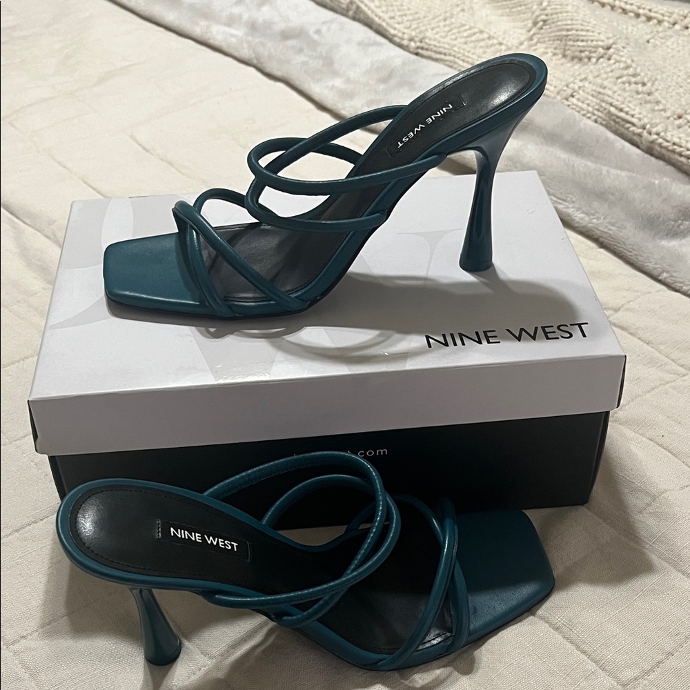 Nine West Dark Green/Blue/Teal Strappy Heels - Fabiola - Size 9